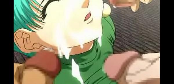  Dragon Ball Z - Bulma levando uma gozada Bulma carrying sperm on face